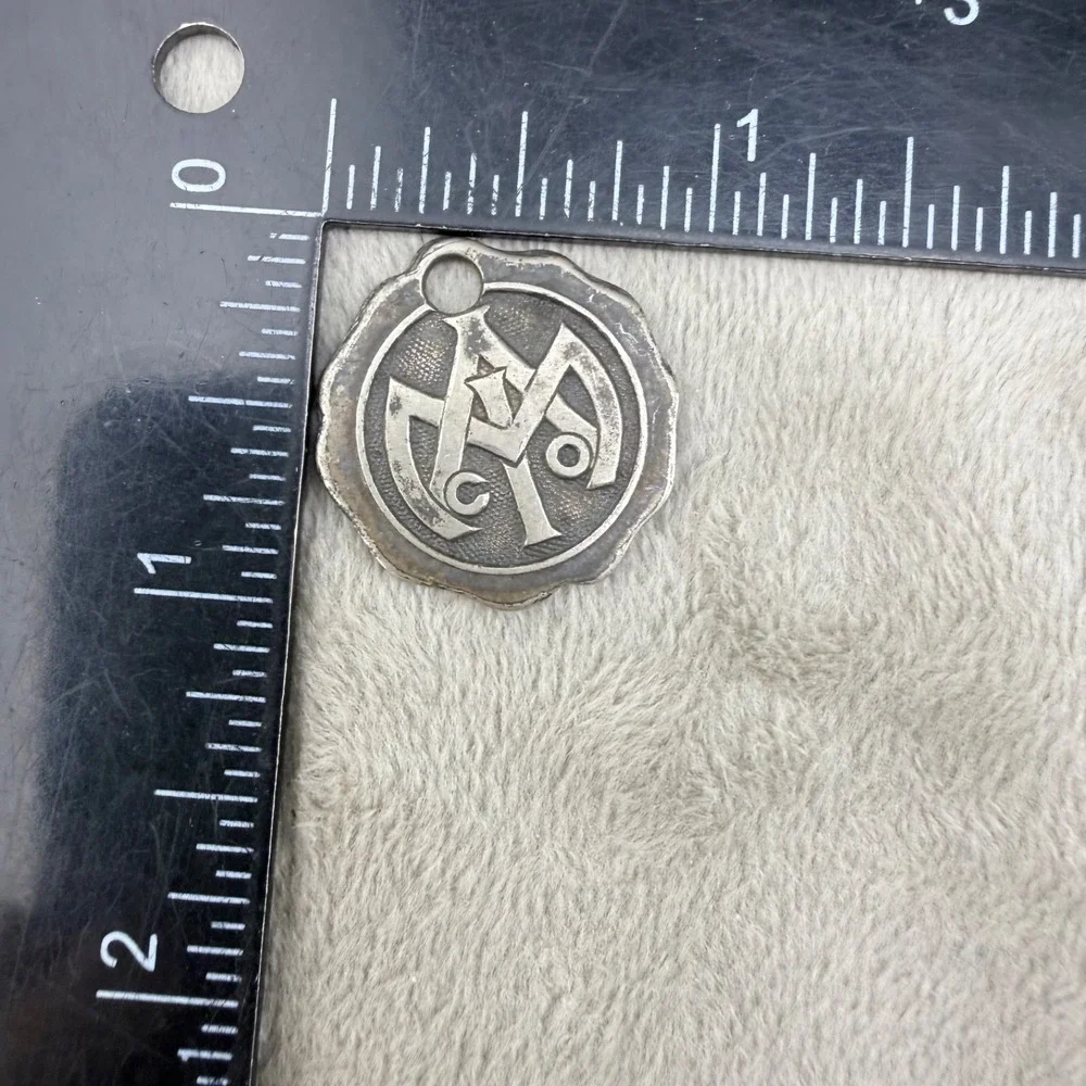 Vintage Monarch Accident Insurance Pendant Silver Tone Coin Fob Logo 1in
